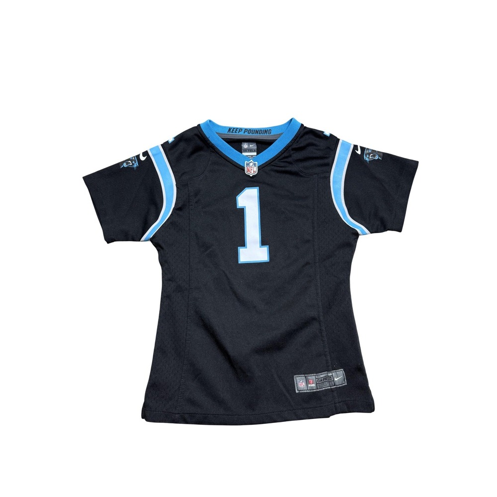 Carolina Panthers Football Jersey Girls Medium 10-12 Black NFL Nike Newton 1
